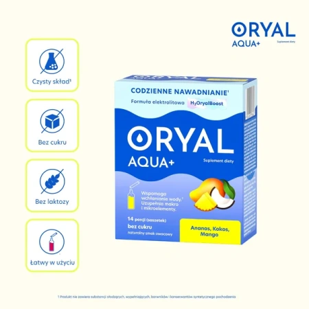 ORYAL Aqua+ Ananas, Kokos, Mango 14 saszetek