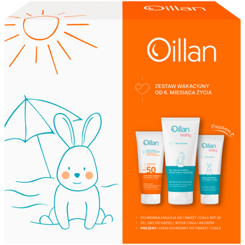 Oillan Ochronna emulsja z filtrem SPF50 100 ml + Żel 3w1 do mycia 200 ml + Krem 75 ml