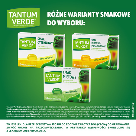 TANTUM VERDE smak miętowy 3 mg x 30 pastylek twardych