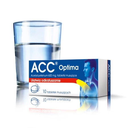 ACC Optima 600 mg, tabletki o działaniu wykrztuśnym, 10 tabletek musujacych