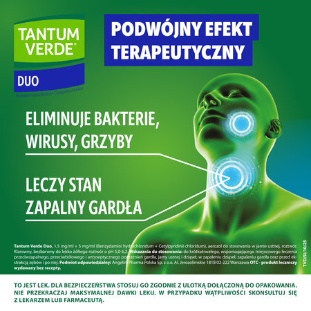 Tantum Verde Duo 1,5 mg/ml + 5 mg/ml aerozol do stosowania w jamie ustnej, 15 ml
