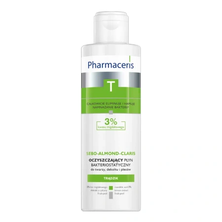 Pharmaceris T Sebo-Acidum-Claris, oczyszczający płyn bakteriostatyczny do twarzy, dekoltu i pleców, 190 ml