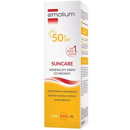 Emolium Suncare, mineralny krem ochronny dla dzieci od 1 dnia życia i dorosłych, SPF 50+, 50 ml