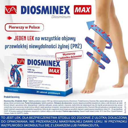 Diosminex Max 1000 mg, 30 tabletek powlekanych