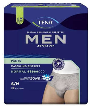 Tena Men Pants Normal Grey S/M x 9 sztuk