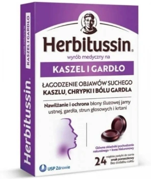 Herbitussin kaszel i gardło, 24 pastylki do ssania