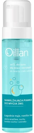Oillan, nawilżająca pianka do mycia 3w1, 200 ml