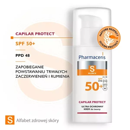 PHARMACERIS S Krem ochronny dla skóry naczynkowej i z trądzikiem różowatym SPF50+, 50ml