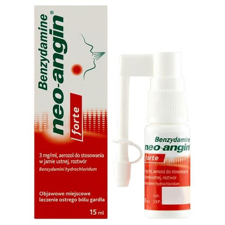 Benzydamine neo-angin forte 3mg/ml 15ml aerozol DATA WAŻNOŚCI 28.02.2026