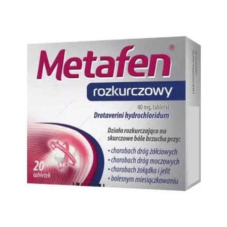 Metafen rozkurczowy, 40 mg, 20 tabletek  DATA WAŻNOŚCI  28.02.2026