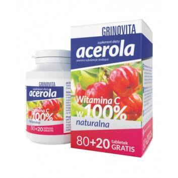 Acerola Grinovita  Witamina C w 100% naturalna 100 tabletek do ssania 