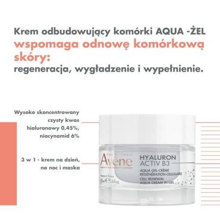 Avene Hyaluron Activ B3 Krem Odbudowujący Komórki Aqua - Żel 50ml