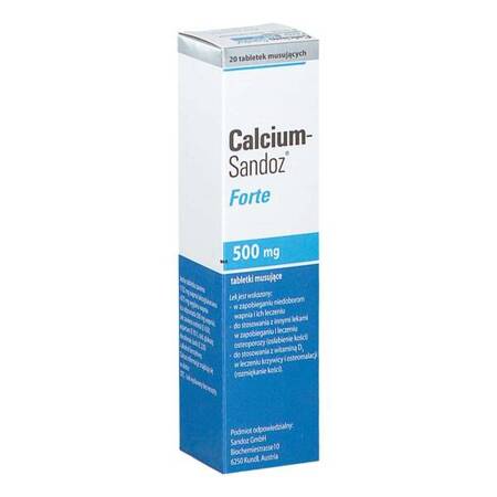 Calcium -Sandoz forte 0,5g x 20 tabletki musujące DATA WAŻNOŚCI 31.12.2024