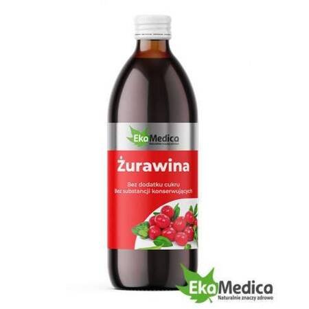 EkaMedica Żurawina, płyn bez dodatku cukru i substancji konserwujących, 500 ml