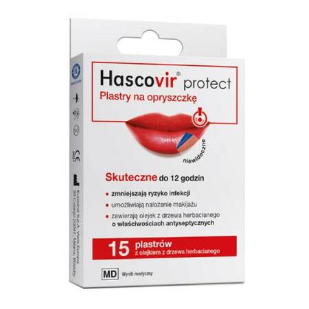 Hascovir Protect Plastry na opryszczkę, 15 sztuk