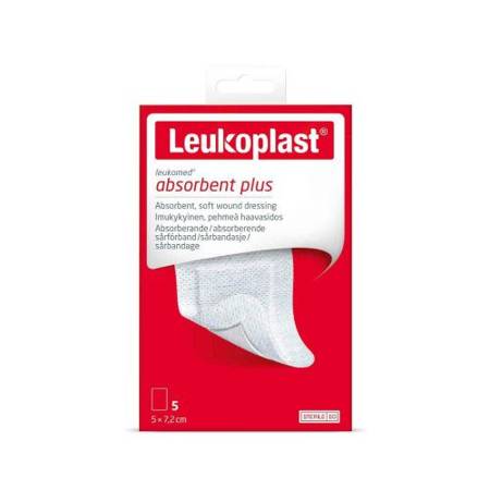 Leukoplast Leukomed Absorbent Plus Plastry 5x7,2cm, 5 sztuk