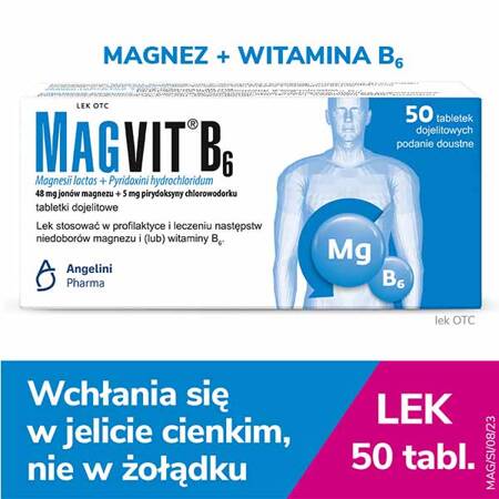 MAGVIT B6 (48mg + 5mg) x 50 tabletek dojelitowych