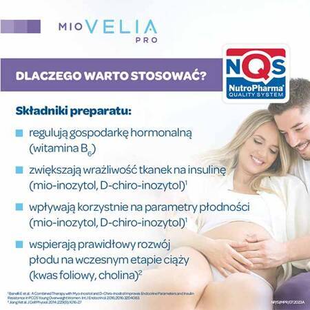 Miovelia PRO, wsparcie płodności dla kobiet starających się o dziecko, 30 saszetek + 30 kapsułek