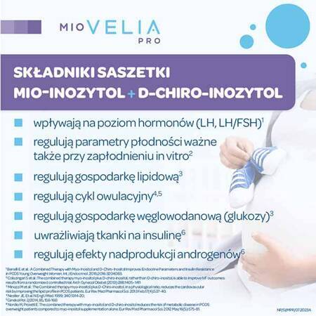 Miovelia PRO, wsparcie płodności dla kobiet starających się o dziecko, 30 saszetek + 30 kapsułek