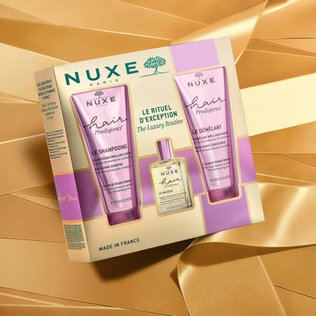 Nuxe Hair Prodigieux szampon nabłyszczający, 200 ml + maska odżywiająca do stosowania przed szamponem, 30 ml + odżywka nabłyszczająca, 200 ml