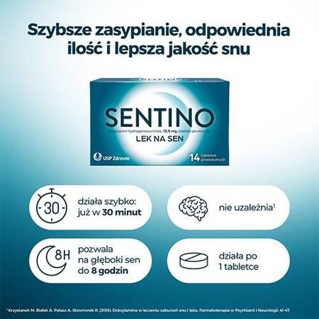 Sentino Lek Na Sen 12,5mg, 14 tabletek powlekanych