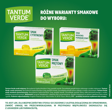 Tantum Verde smak cytrynowy 3 mg, 30 pastylek