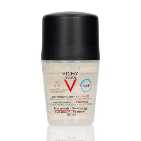 Vichy Homme 48h, antyperspirant w kulce przeciw śladom na ubraniach, 50 ml