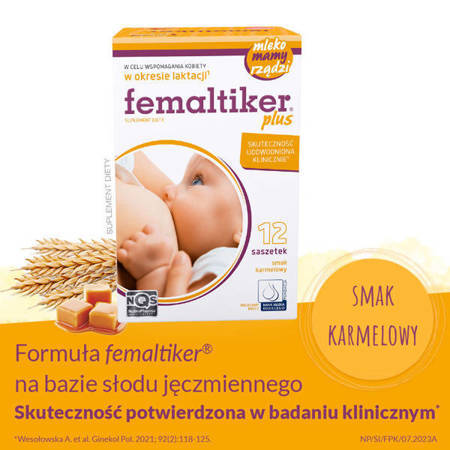 femaltiker® plus – wsparcie organizmu kobiety w okresie laktacji, smak karmelowy, 12 saszetek